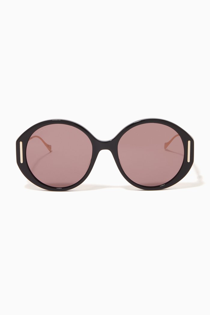 Round Sunglasses in Acetate, Black