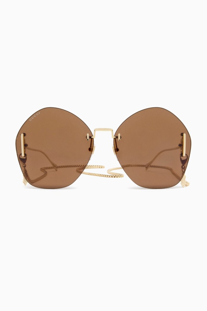 

Geometric Sunglasses in Metal, Gold