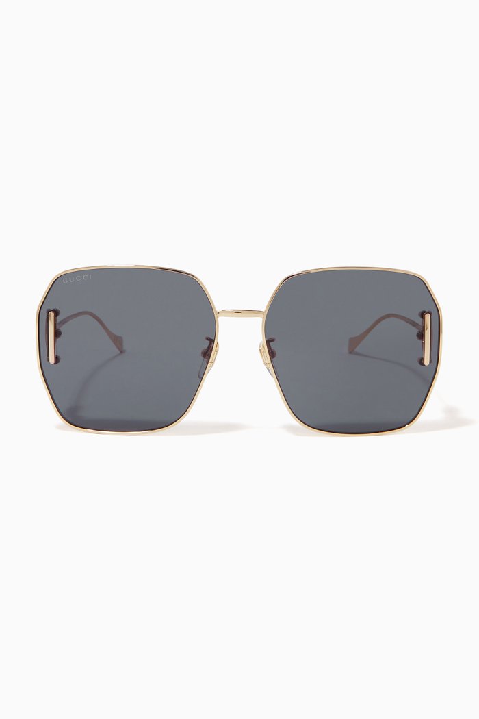 

Logo-detail Octagonal Sunglasses in Metal, Gold