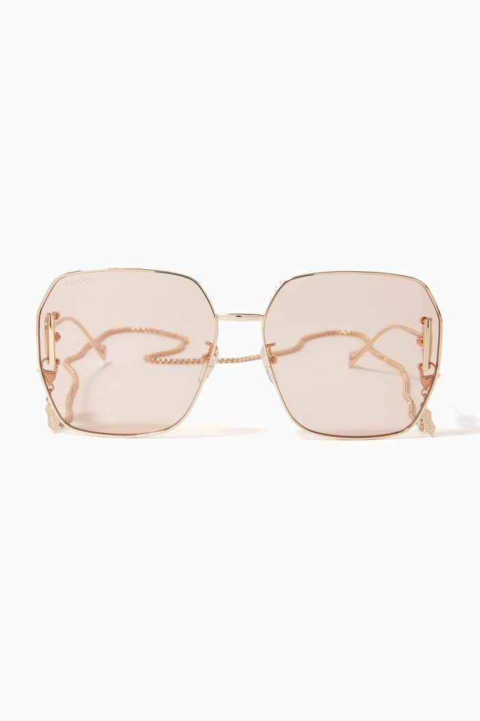 

Logo-detail Octagonal Sunglasses in Metal, Gold