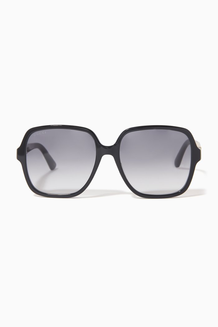 

Rectangular Sunglasses in Acetate, Black