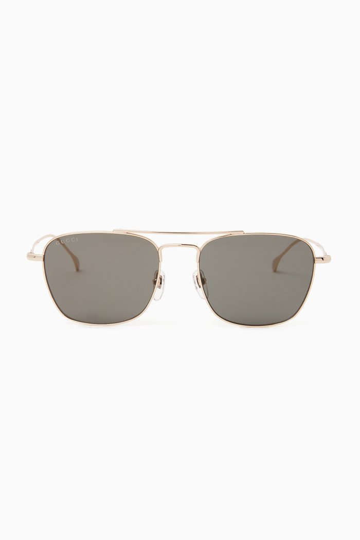 

Squared Aviator Frame Sunglasses in Metal, Gold