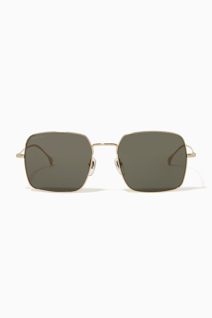 

Square Frame Sunglasses in Metal, Gold