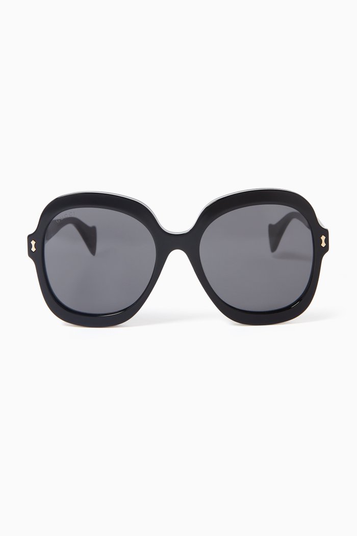 

XL Round Sunglasses in Acetate, Black