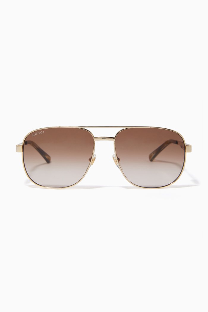 

Navigator Frame Sunglasses in Metal, Gold