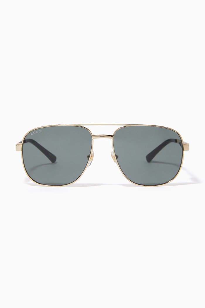 

Navigator Frame Sunglasses in Metal, Gold