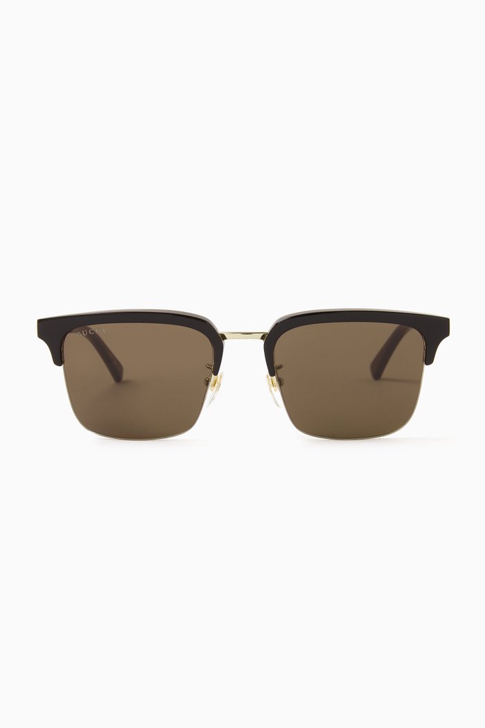 

Rectangular Frame Sunglasses in Metal, Black