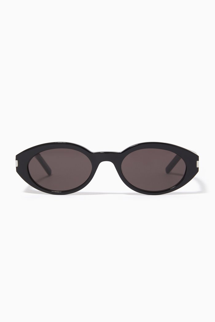 

Rounded Cat-eye Sunglasses in Acetate, Black