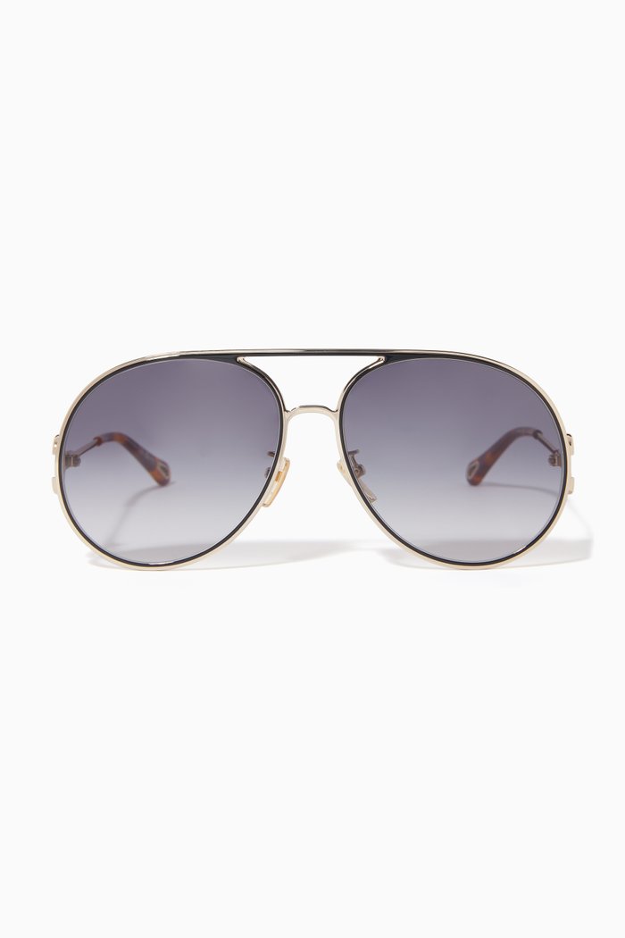 

Austine Aviator Sunglasses in Metal, Gold