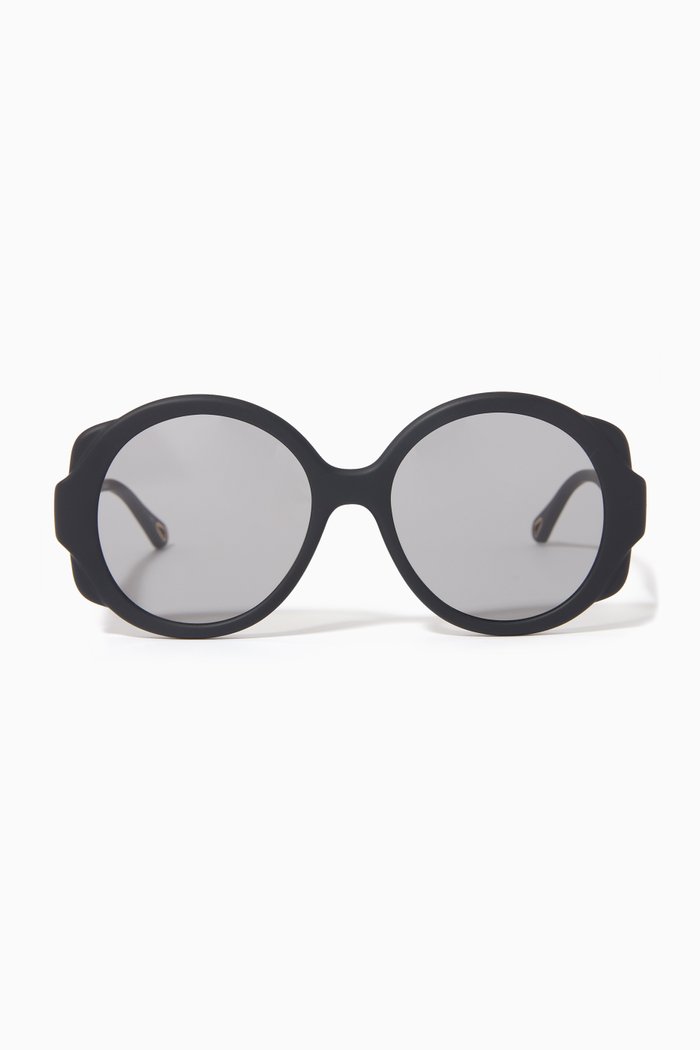 

Mirtha Round Sunglasses in Acetate, Black