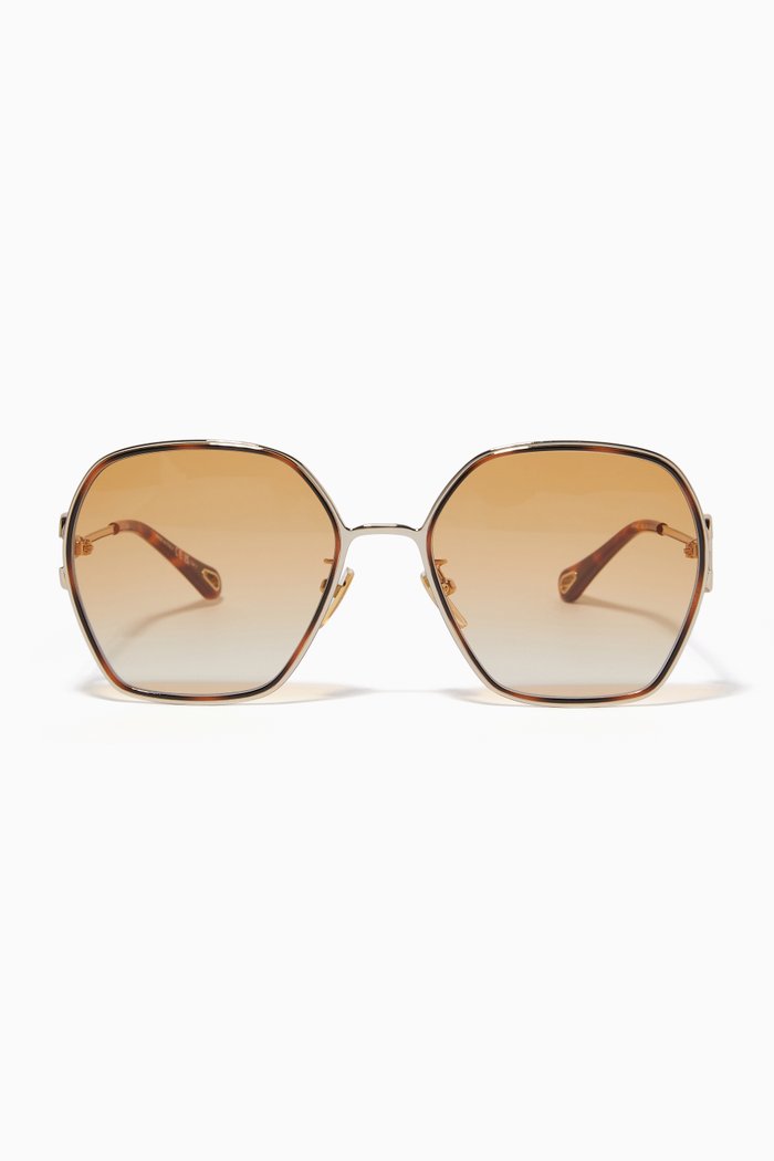 

Stora Oversized Sunglasses in Metal, Gold