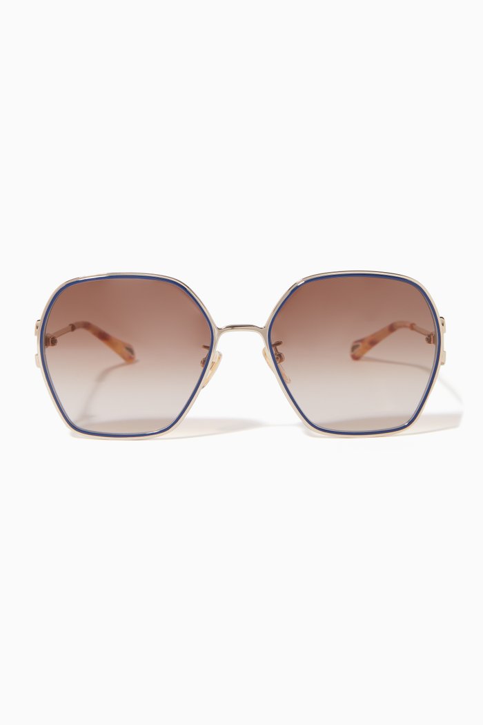 

Stora Oversized Sunglasses in Metal, Gold