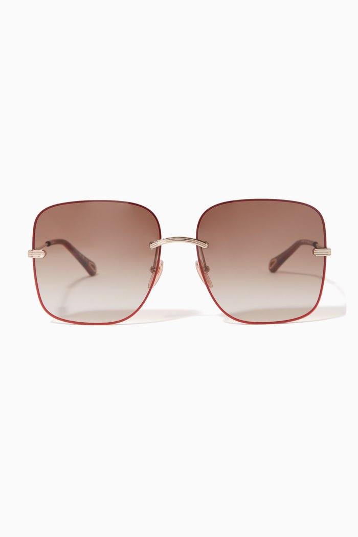 

Benjamine Square Sunglasses in Metal, Gold