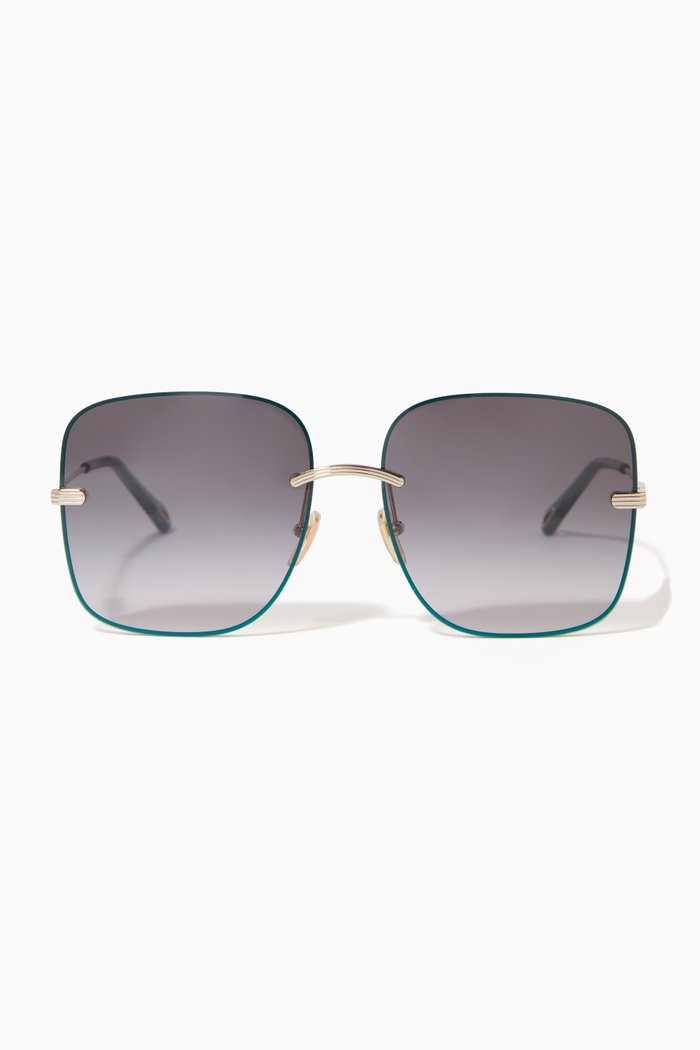 Benjamine Square Sunglasses in Metal, Gold
