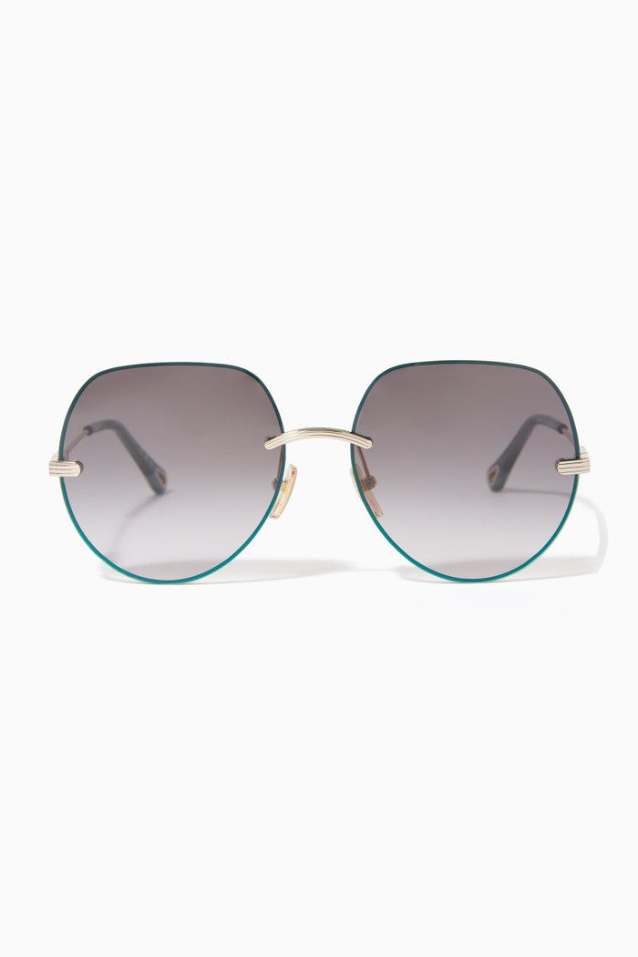 

Round Sunglasses in Metal, Gold