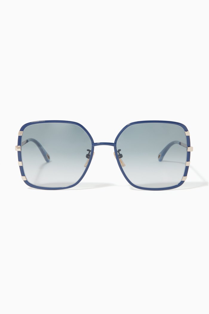 

Celeste Square Sunglasses in Metal, Blue