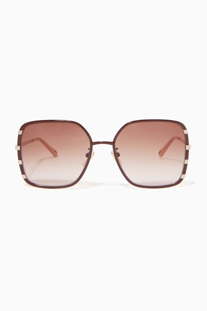 

Celeste Square Sunglasses in Metal, Brown