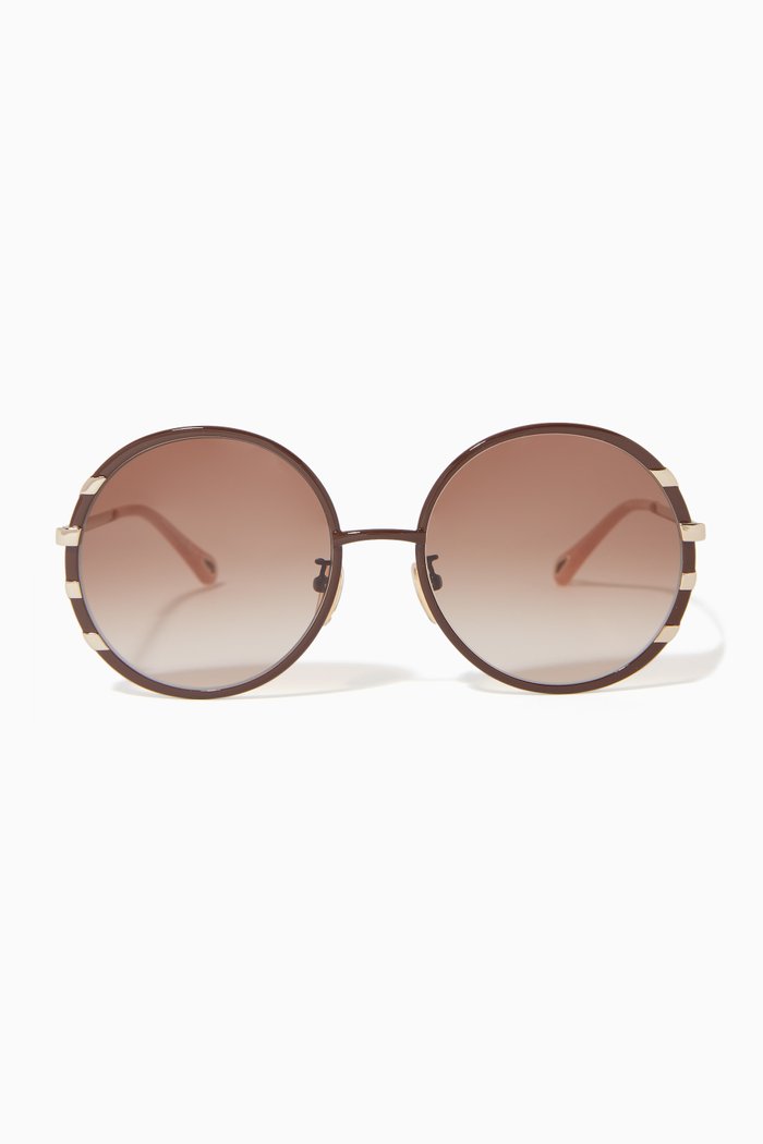 

Celeste Round Sunglasses in Metal, Brown