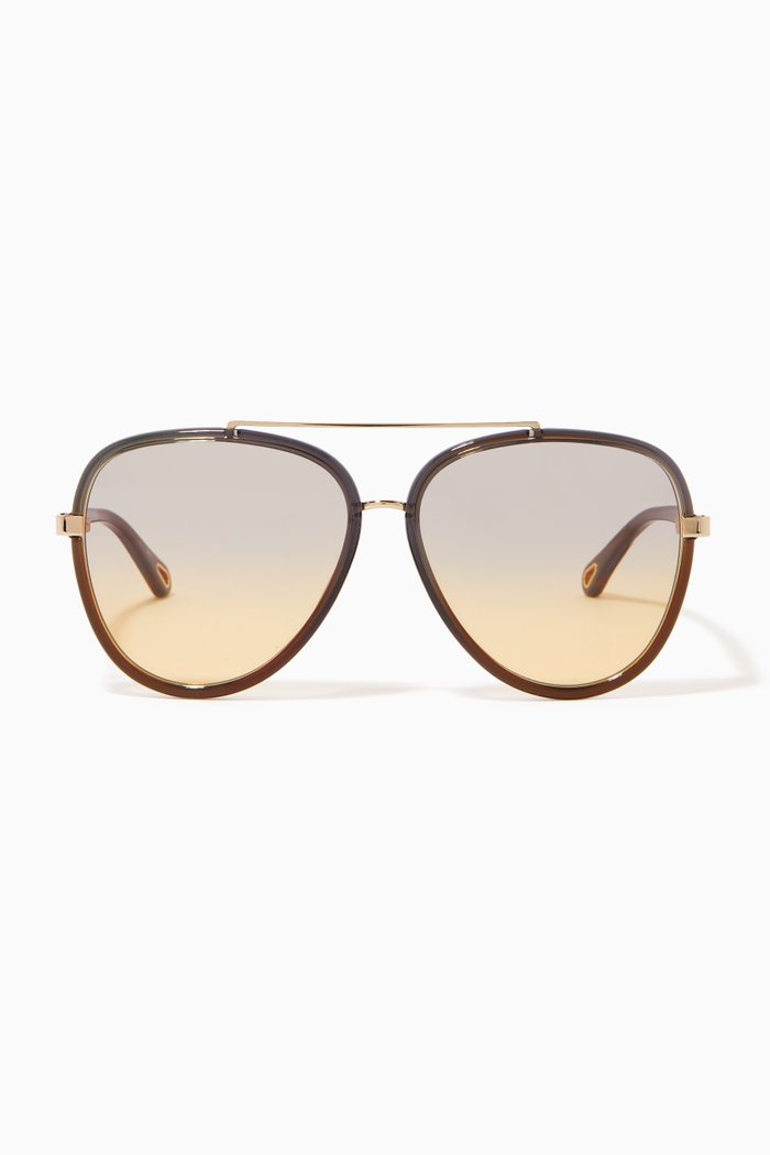 

Franky Aviator Sunglasses in Metal, Grey