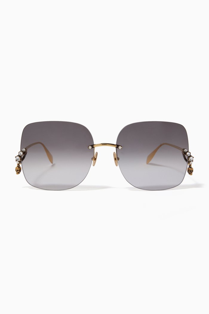 

Skull Charm Sunglasses in Metal, Gold