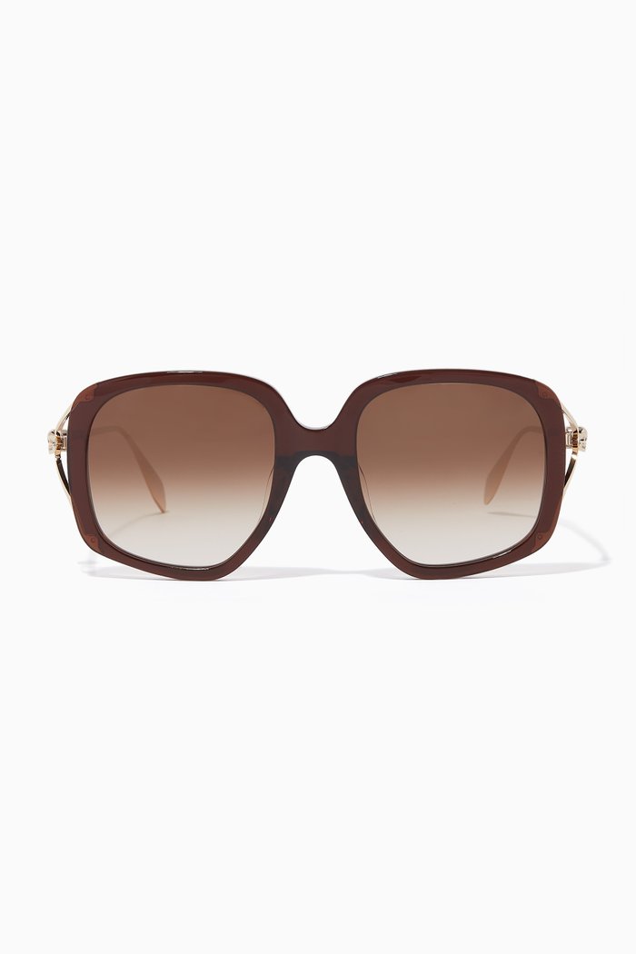 Oversized Square Sunglasses in Acetate & Metal, Brown