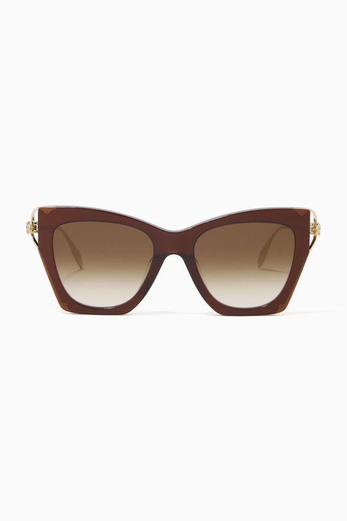

XL Cat-eye Sunglasses in Acetate & Metal, Brown