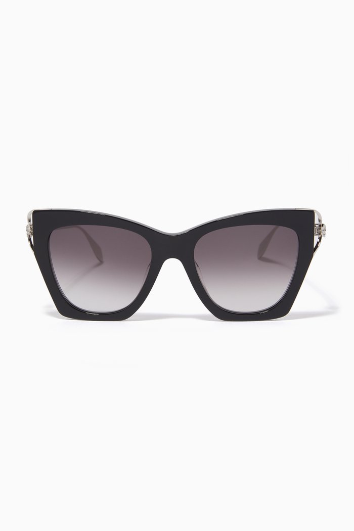

XL Cat-eye Sunglasses in Acetate & Metal, Brown