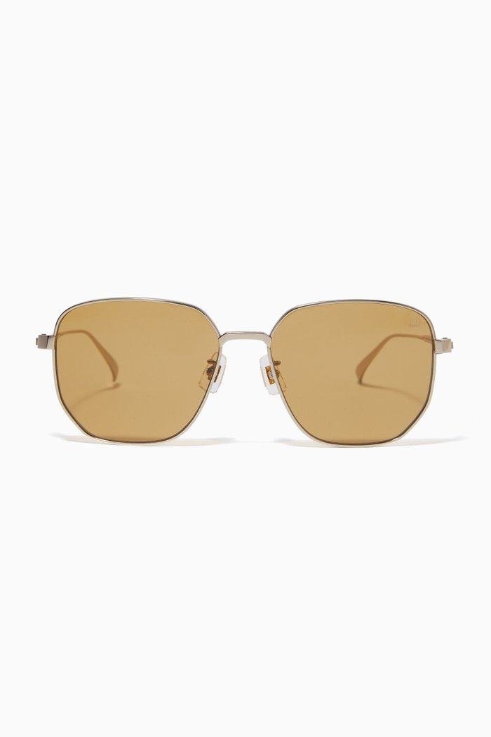 

Square Frame Sunglasses in Titanium, Gold