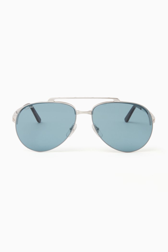 XL Aviator Sunglasses in Metal, Silver
