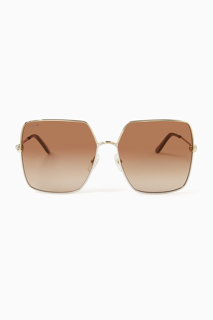 

Oversized Square Sunglasses in Metal, Gold