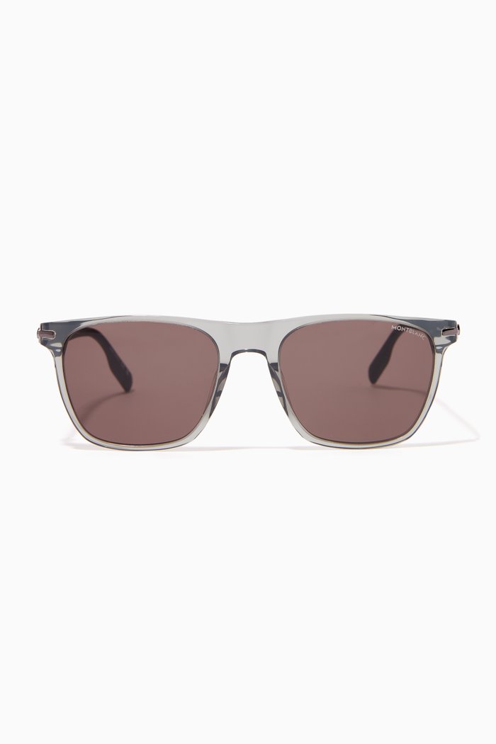 

Rubber Square Frame Sunglasses, Grey