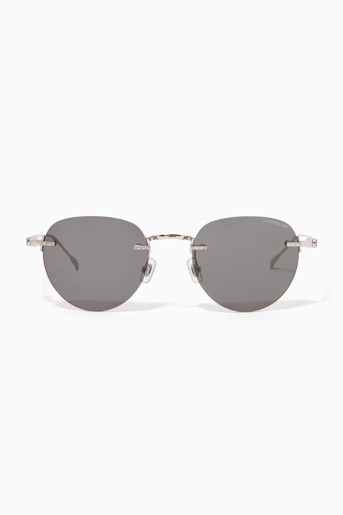 

Round Frame Sunglasses in Metal, Silver