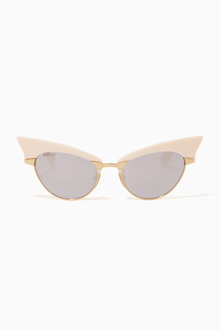 

Cat Eye Sunglasses in Acetate & Metal, Gold