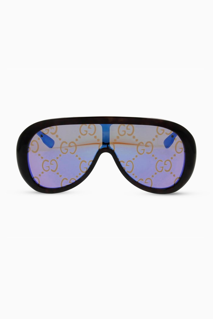 

Injection Logo Framed Sunglasses in Acetate, Brown