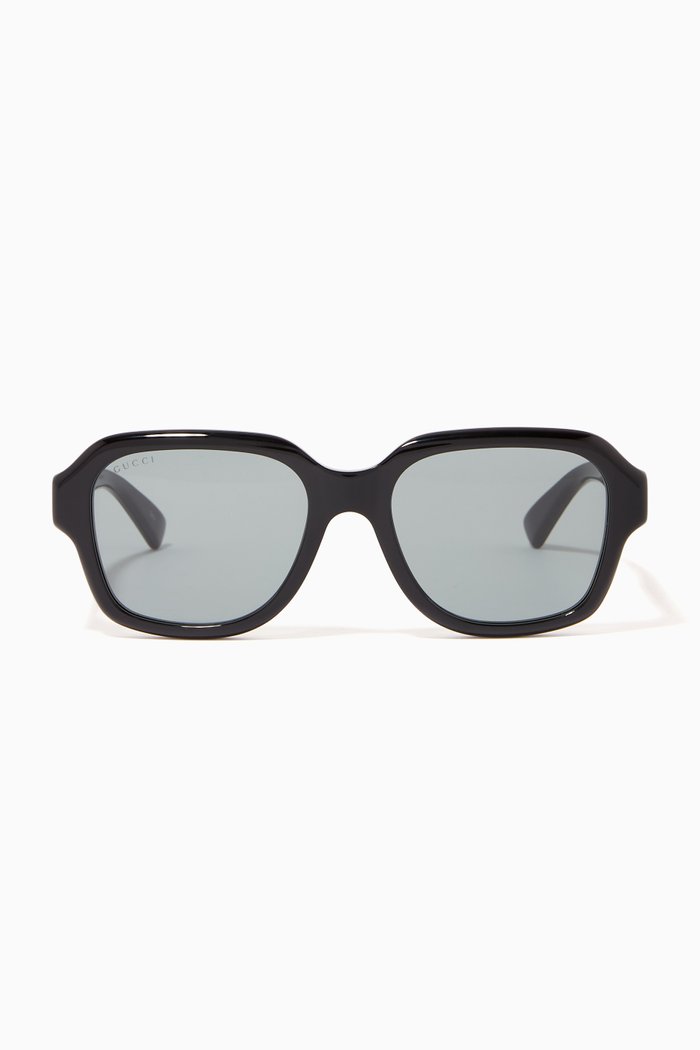 

L Square Frame Sunglasses in Acetate, Black
