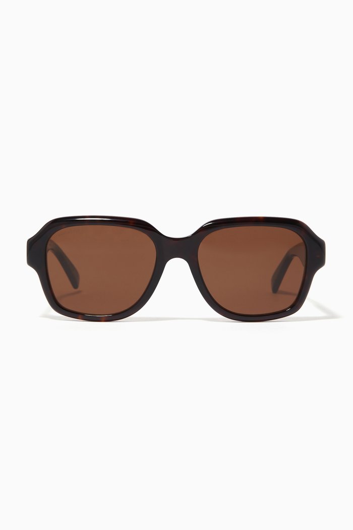 

L Square Frame Sunglasses in Acetate, Brown