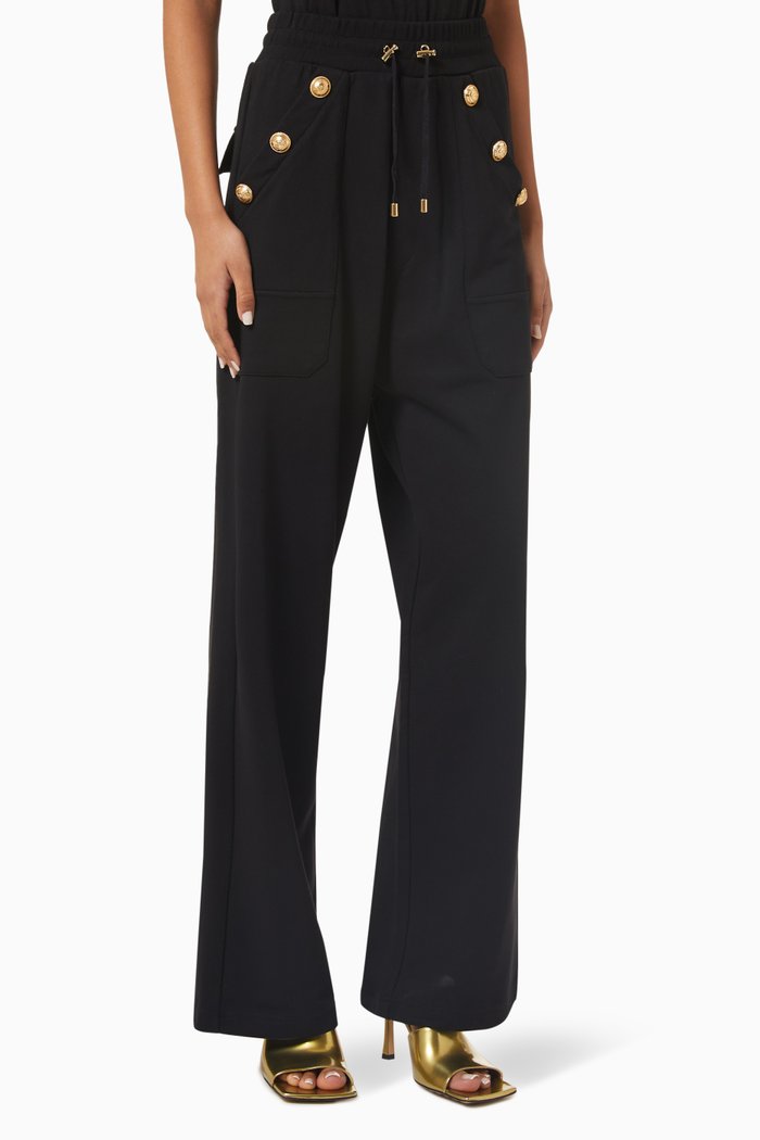 

Button-detail Sweatpants in Organic-cotton, Black