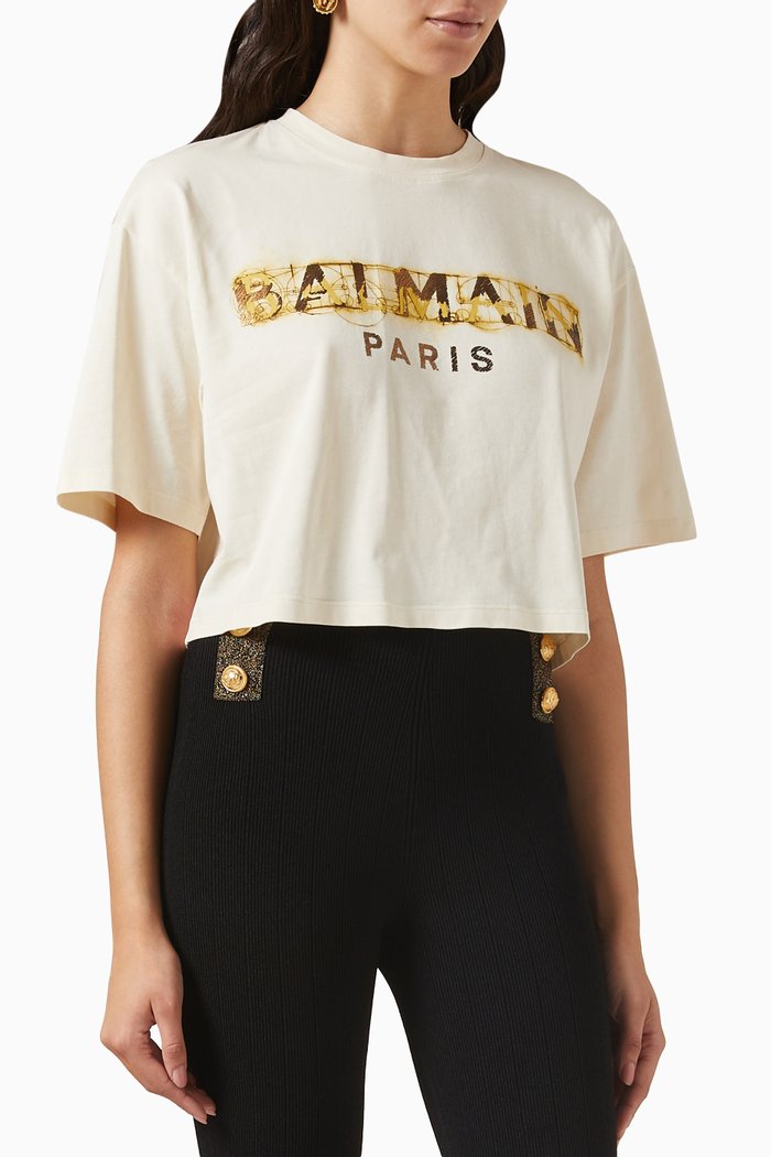 

Galilee-print Crop T-shirt in Jersey, Neutral