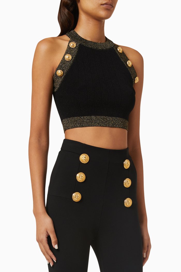 

Button-detail Crop Top in Viscose, Black