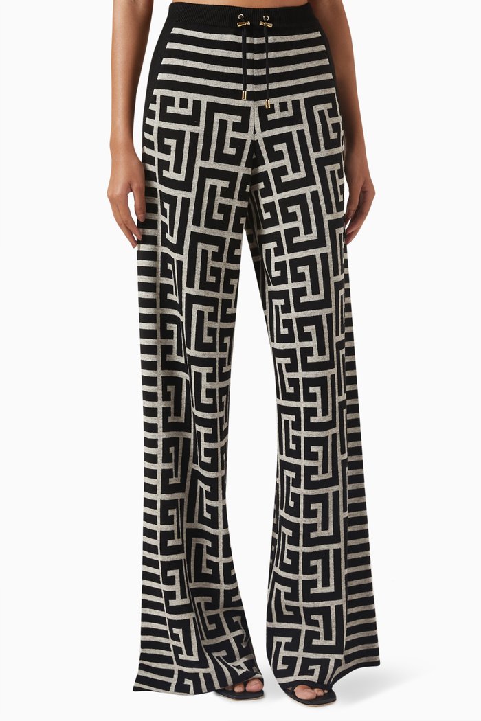 

Monogram Pants in Wool-blend Knit, Black
