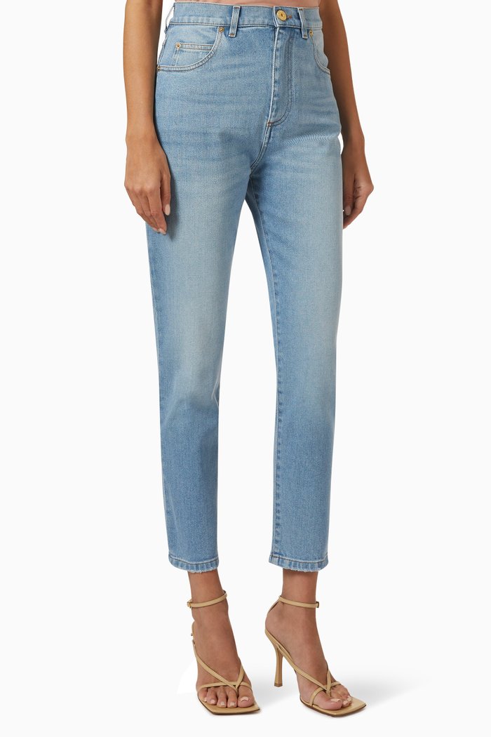 

High-rise Slim Jeans in Denim, Blue