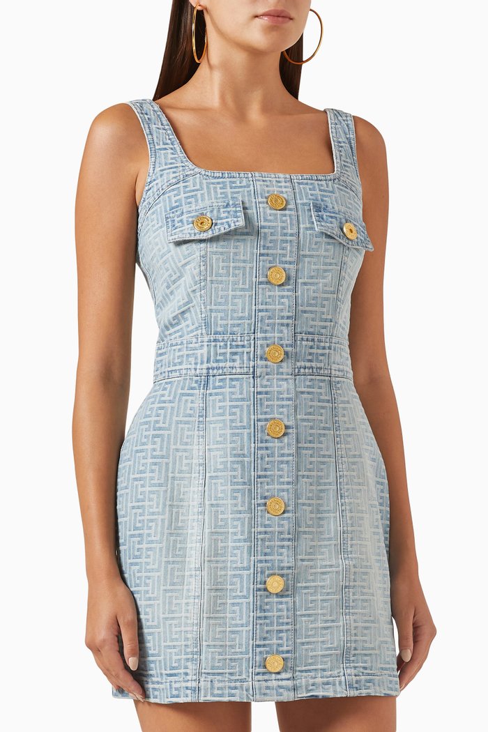 

Monogram Dress in Denim, Blue