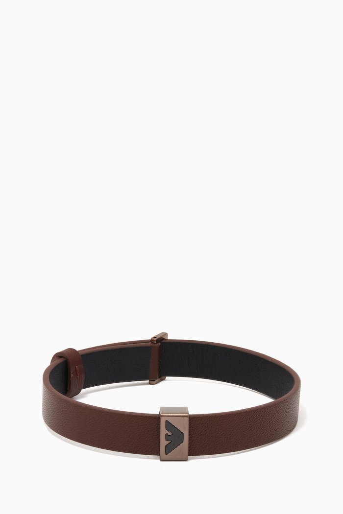 

Eagle Logo Bracelet in Leather, Brown