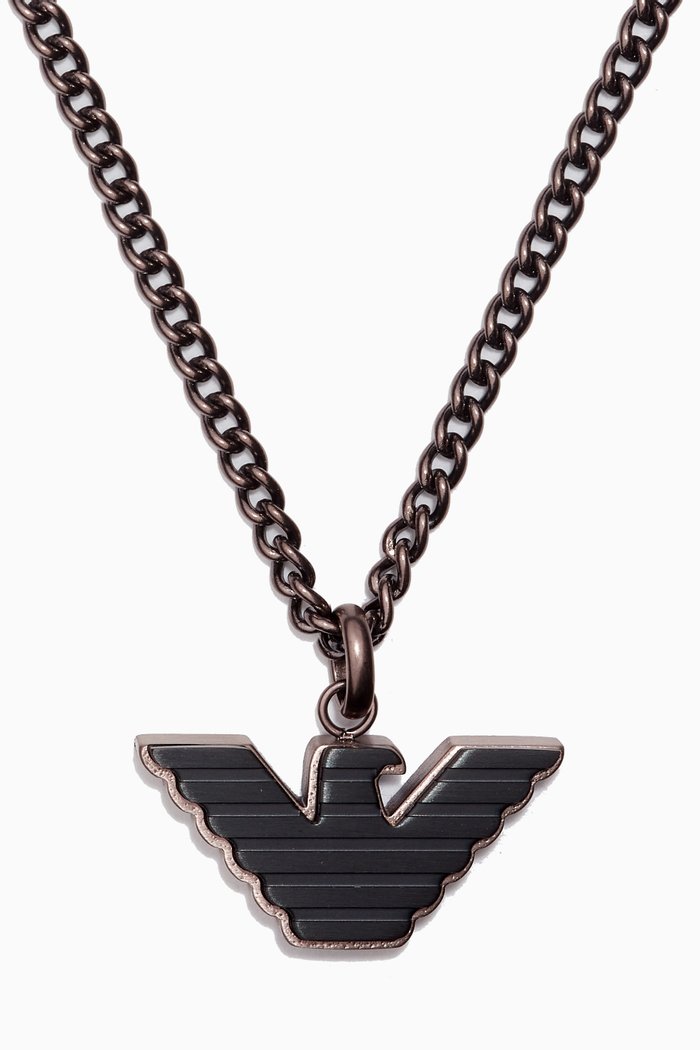 

EA Eagle Essential Necklace in Stainless Steel, Brown