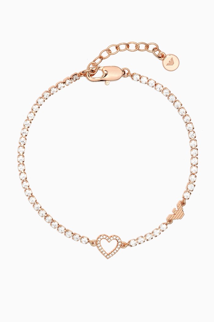 

Sentimental Heart and Eagle Bracelet in Rose Gold-tone Brass