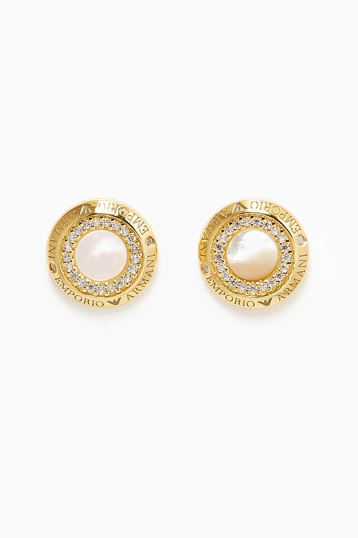 

Essential Mother of Pearl Earrings in Sterling Silver, Gold
