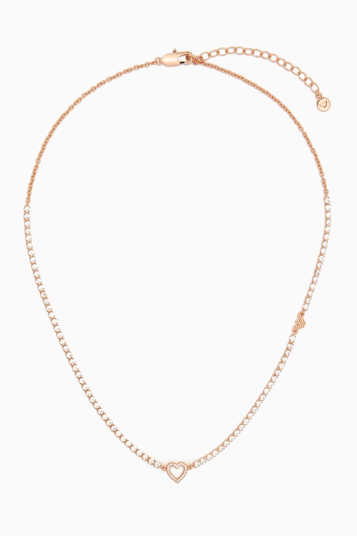 

Sentimental Heart and Eagle Necklace in Rose Gold-tone Brass