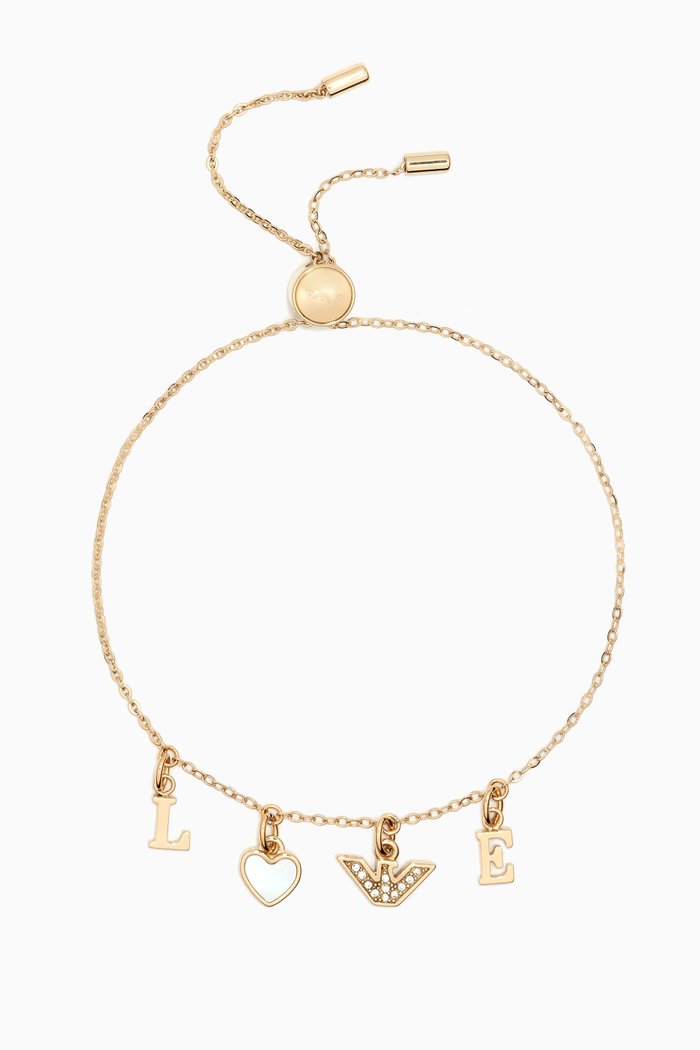 

Sentimental Mother of Pearl Love Bracelet in Stainless Steel, Gold