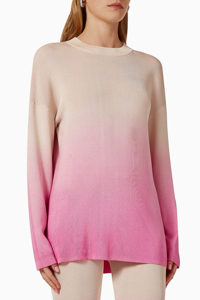 

Phoebe Ombré Sweater in Rayon Ponte Knit, Pink