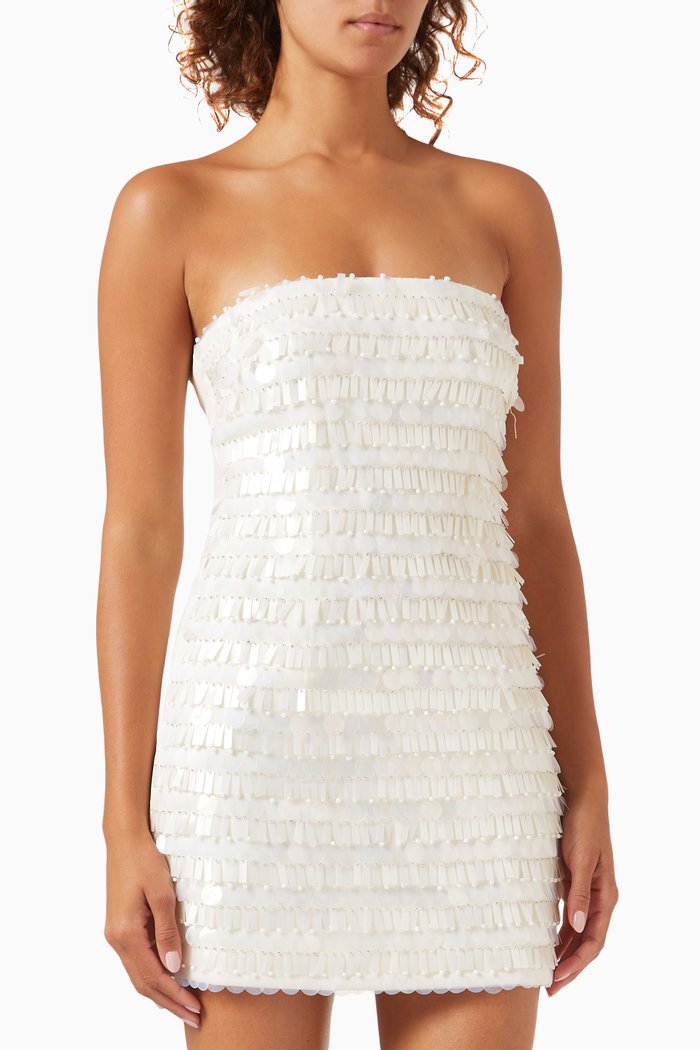 

Manon Sequin Mini Dress in Viscose-scuba, White